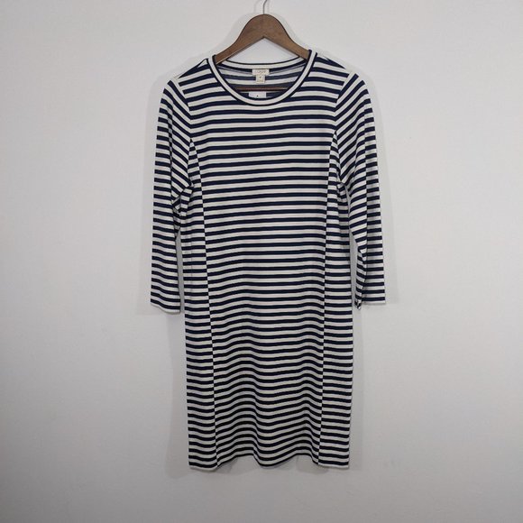 New J Crew A9074 Striped Ponte T-Shirt Dress 3/4 Sleeve M - Picture 1 of 6